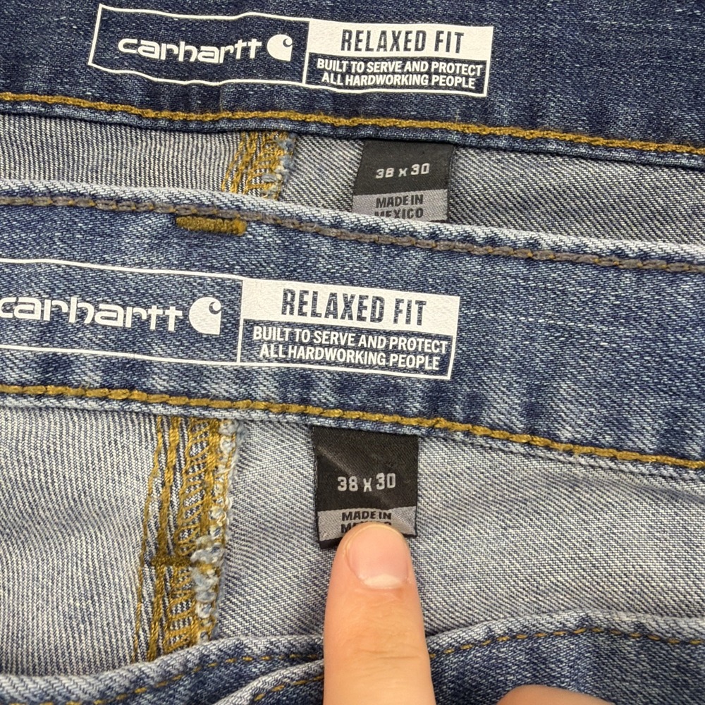2 Carhartt Men's 38x30 Relaxed Fit Rugged Flex Pants Blue Jeans Workwear BD2804M - Picture 5 of 8